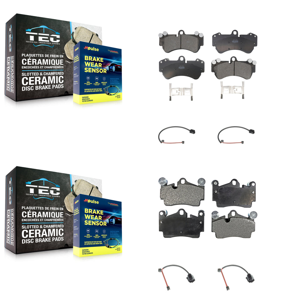 Front Rear Ceramic Disc Brake Pads And Wear Sensors Kit For Porsche Cayenne KTW-101521