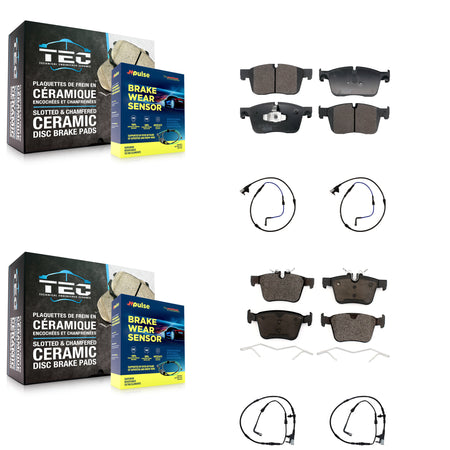 Front Rear Ceramic Disc Brake Pads And Wear Sensors Kit For Jaguar XE XF KTW-101526
