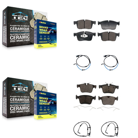 Front Rear Ceramic Disc Brake Pads And Wear Sensors Kit For 2017 Jaguar XE XF KTW-101527