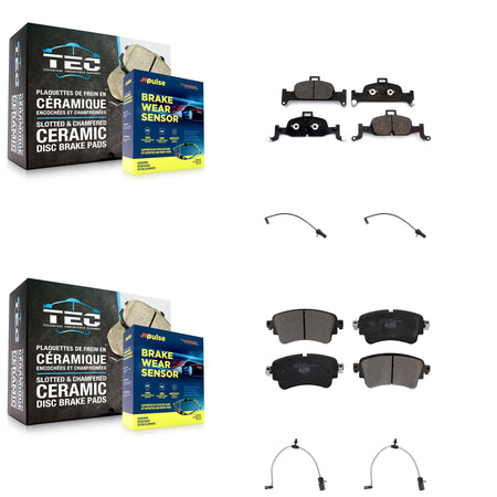 Front Rear Ceramic Disc Brake Pads And Wear Sensors Kit For Audi A6 Quattro 2.0L KTW-101530