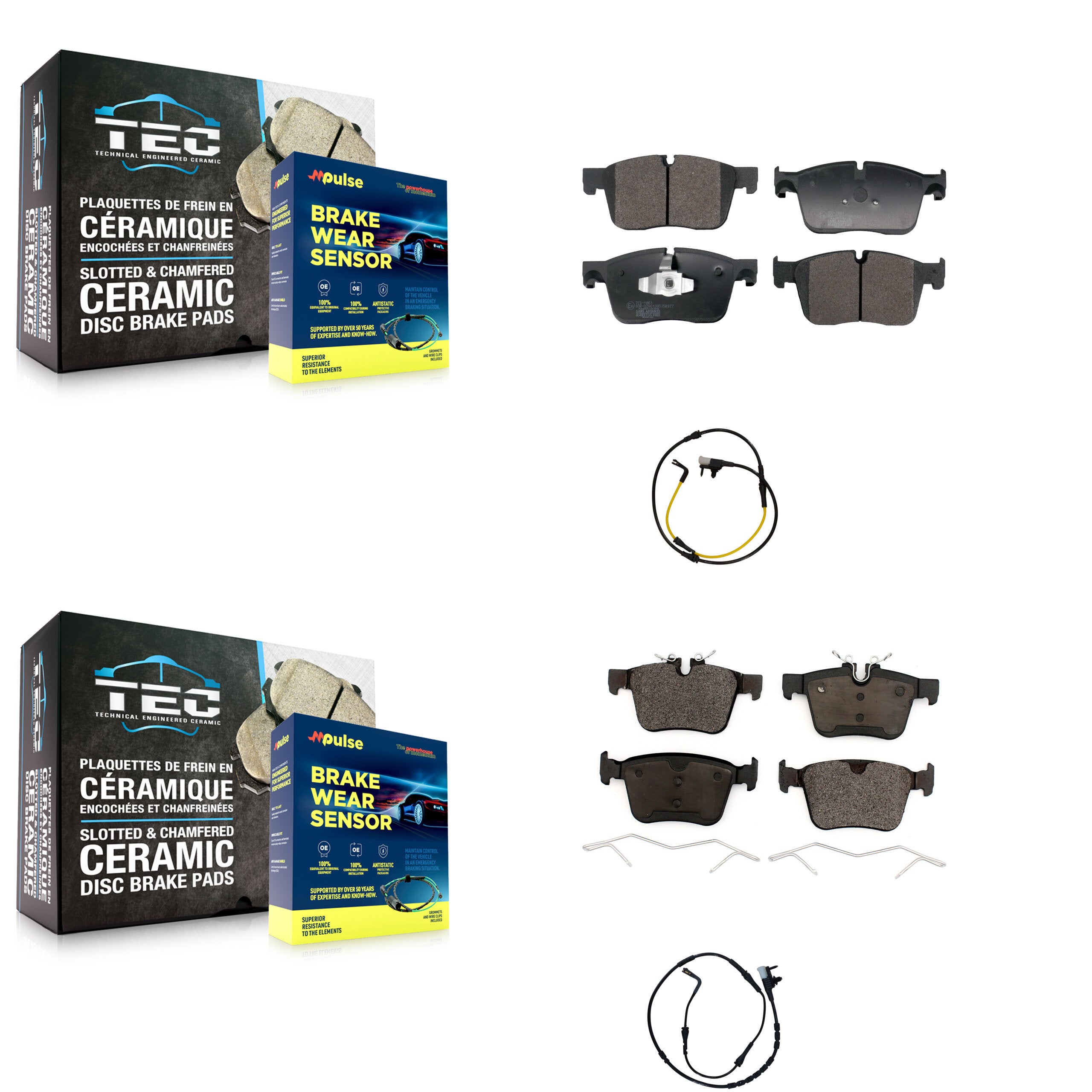Front Rear Ceramic Brake Pads & Wear Sensor Kit For 2024 Land Rover Range Velar 2.0L 3.0L KTW-101536