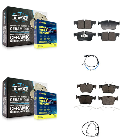 Front Rear Ceramic Disc Brake Pads And Wear Sensors Kit For 2017 Jaguar XE XF KTW-101537