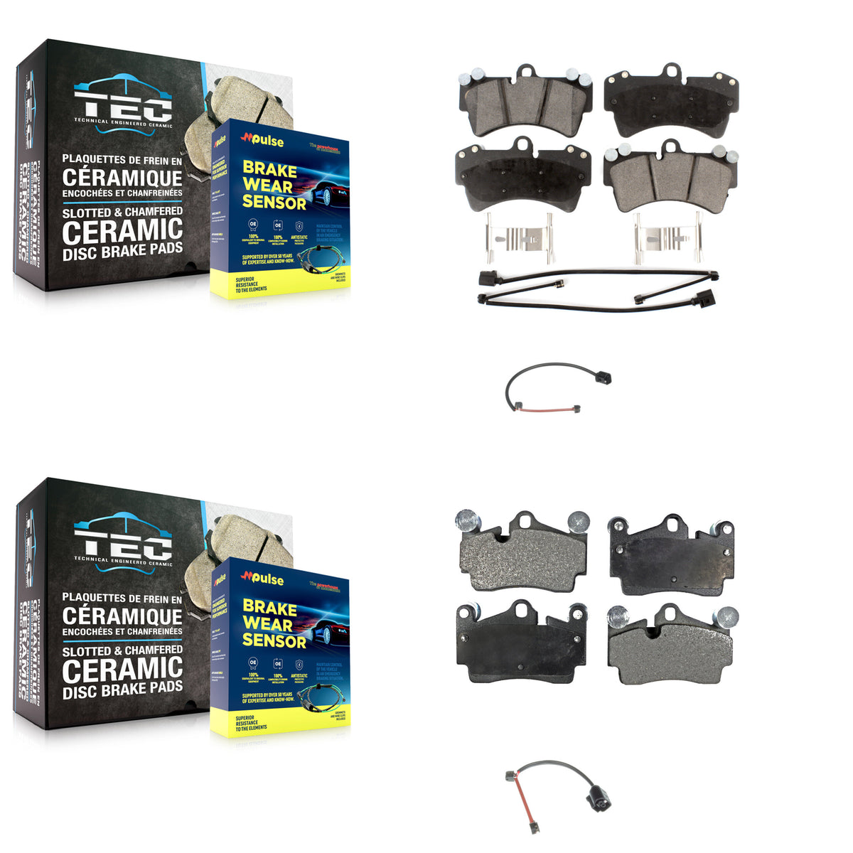 Front Rear Ceramic Disc Brake Pads And Extra Wear Sensors Kit For Audi Q7 Porsche Cayenne KTW-101542