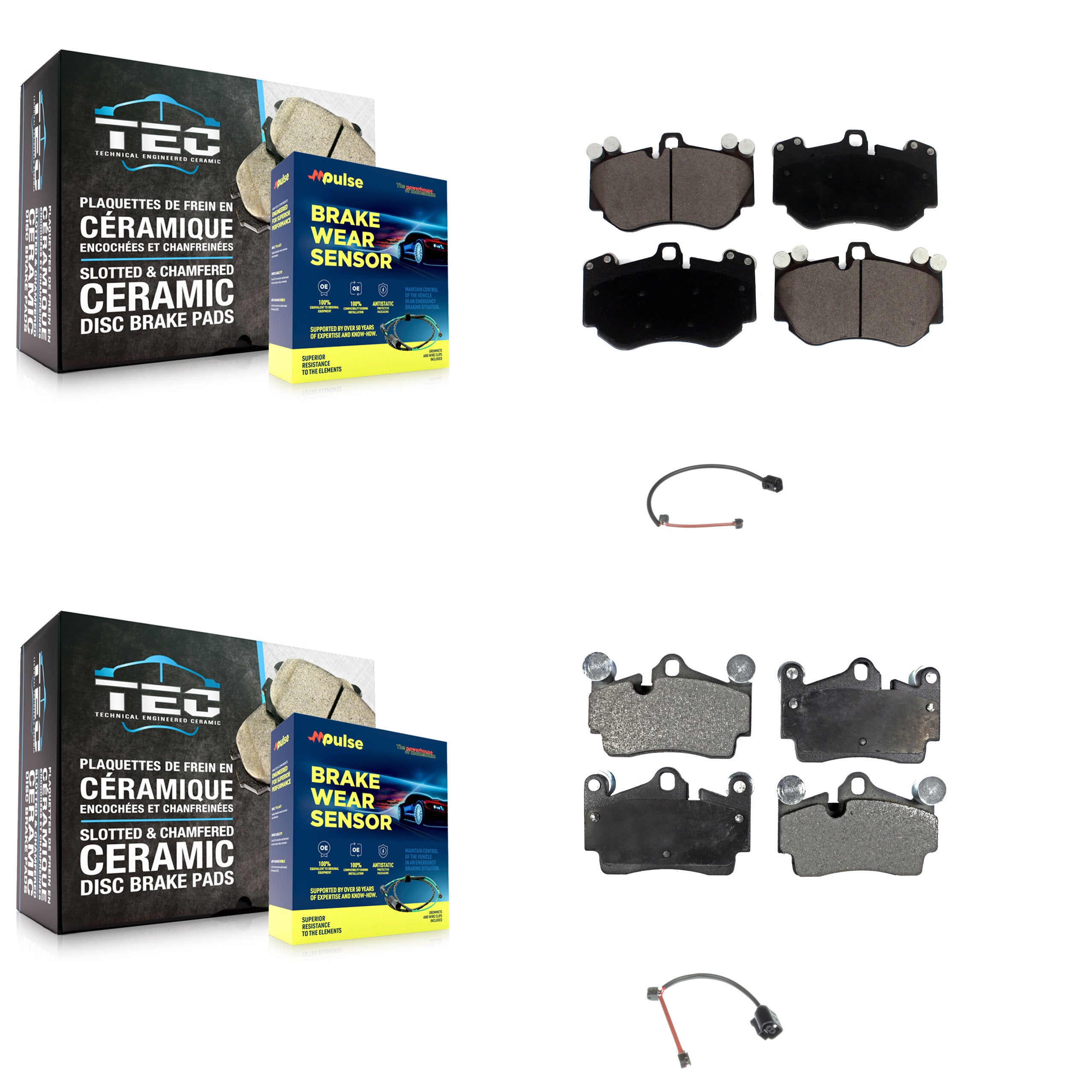 Front Rear Ceramic Disc Brake Pads And Wear Sensors Kit For Porsche Cayenne KTW-101543