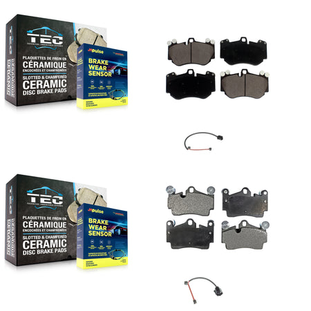 Front Rear Ceramic Disc Brake Pads And Wear Sensors Kit For Porsche Cayenne KTW-101543
