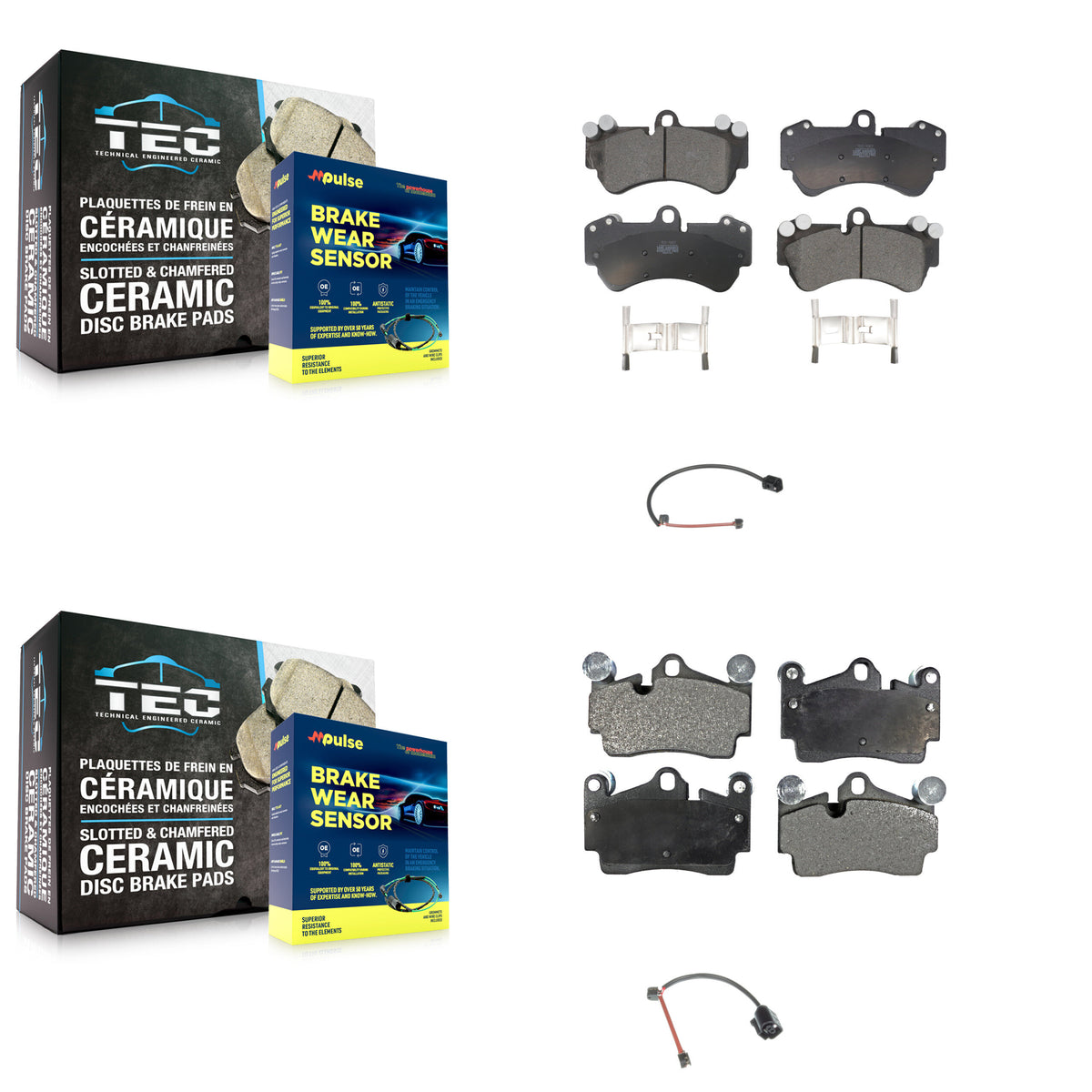 Front Rear Ceramic Disc Brake Pads And Wear Sensors Kit For Porsche Cayenne KTW-101544