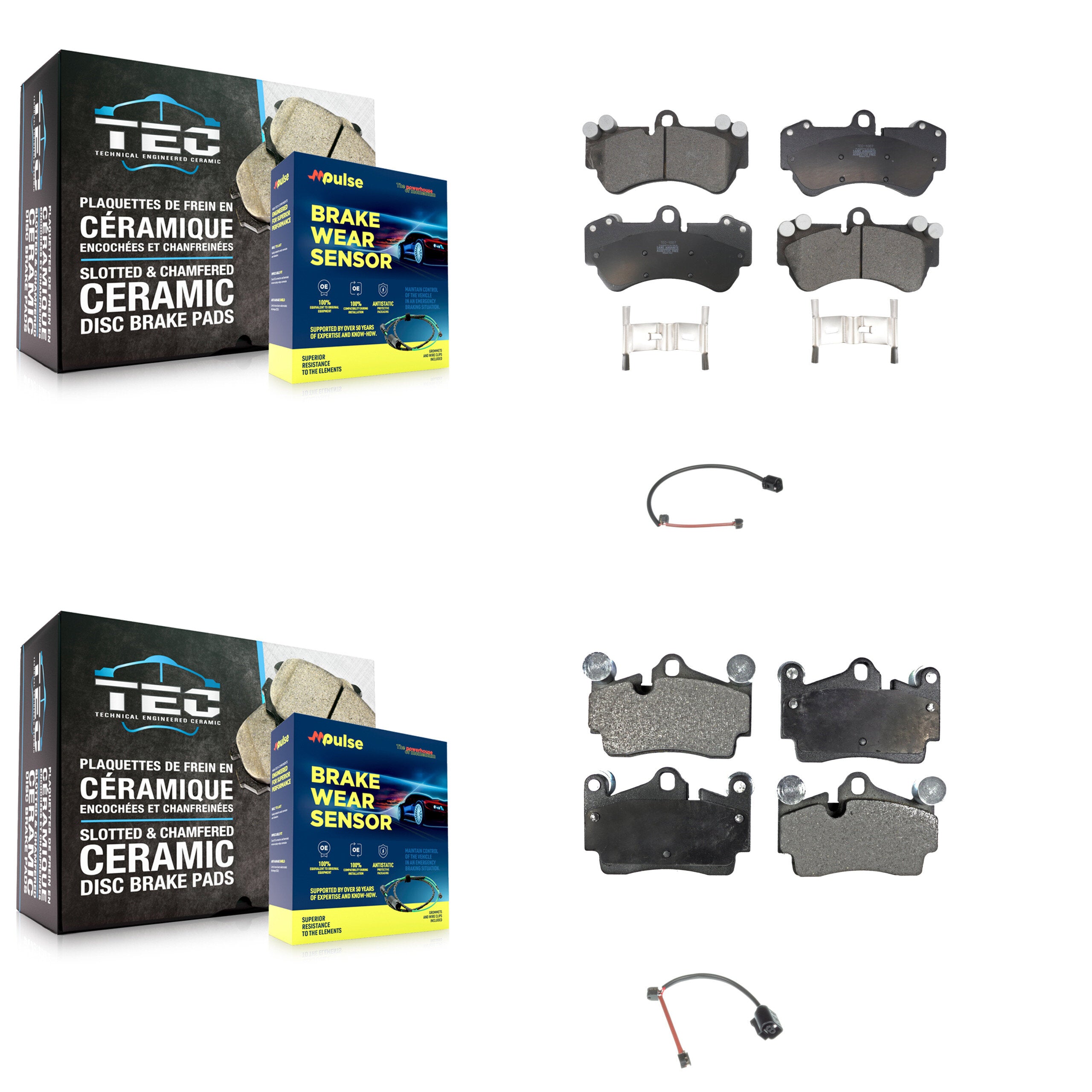Front Rear Ceramic Disc Brake Pads And Wear Sensors Kit For Porsche Cayenne KTW-101544
