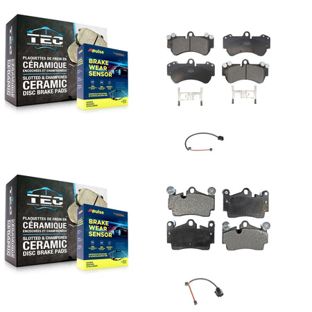 Front Rear Ceramic Disc Brake Pads And Wear Sensors Kit For Porsche Cayenne KTW-101544