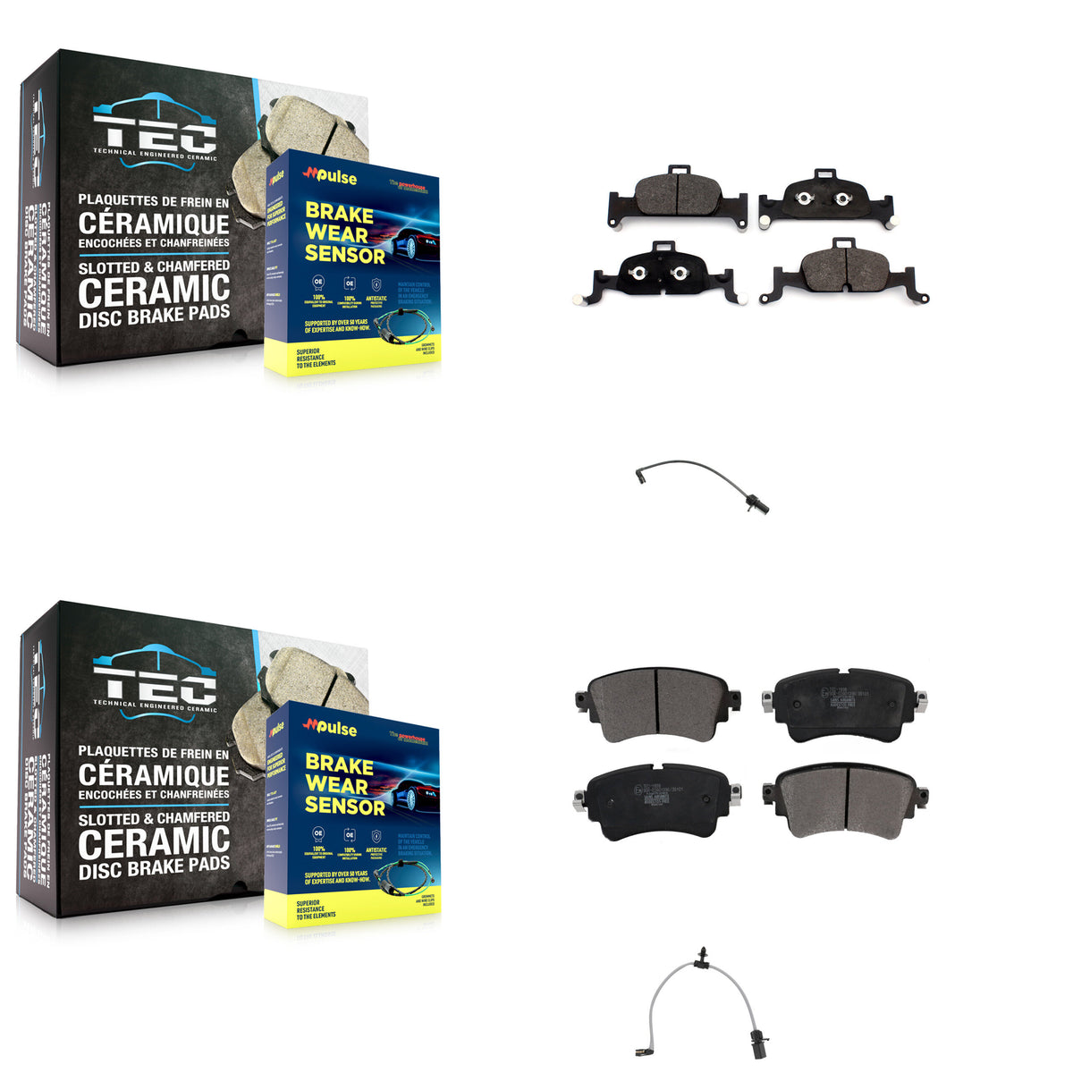 Front Rear Ceramic Disc Brake Pads And Wear Sensors Kit For Audi A6 Quattro 2.0L KTW-101552