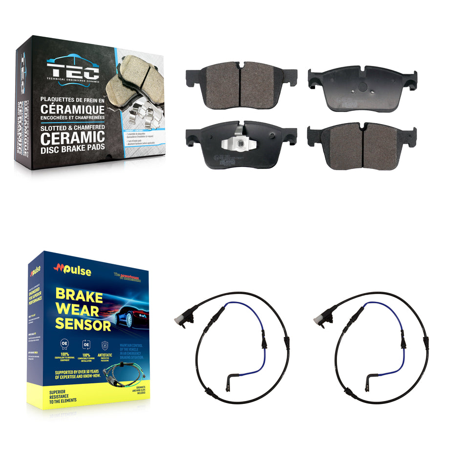 Front Ceramic Disc Brake Pads And Wear Sensors Kit For Jaguar XE XF KTW-101563