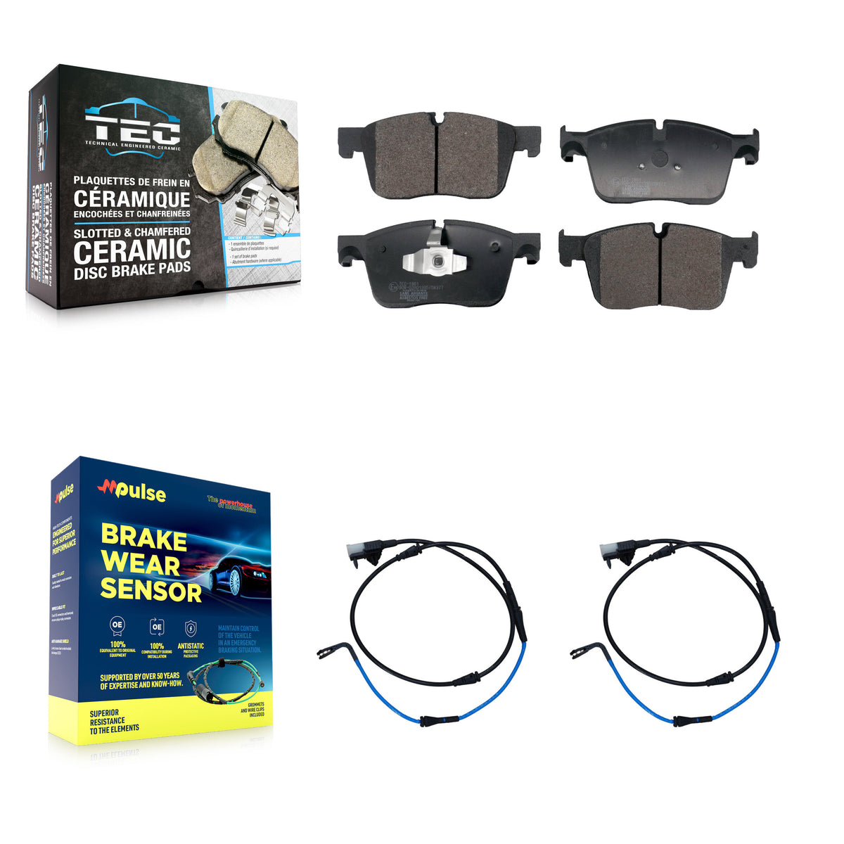 Front Ceramic Disc Brake Pads And Wear Sensors Kit For Jaguar XF XE KTW-101566