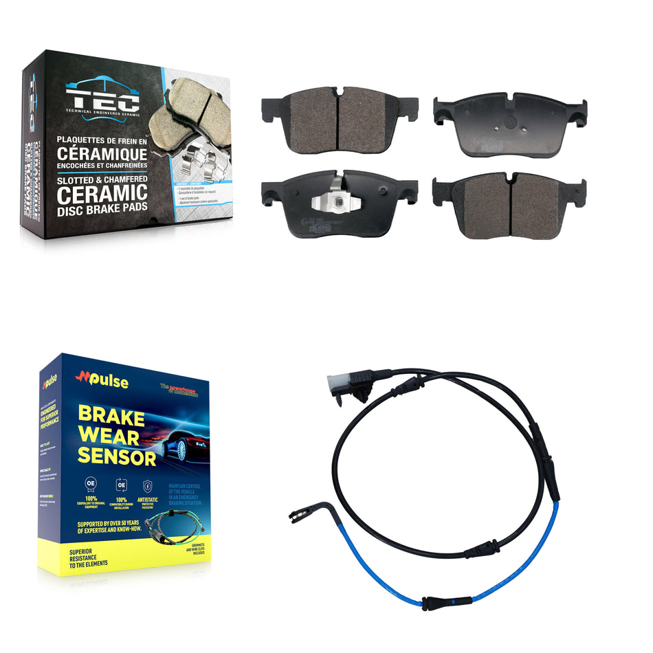 Front Ceramic Disc Brake Pads And Wear Sensors Kit For Jaguar XF XE KTW-101578