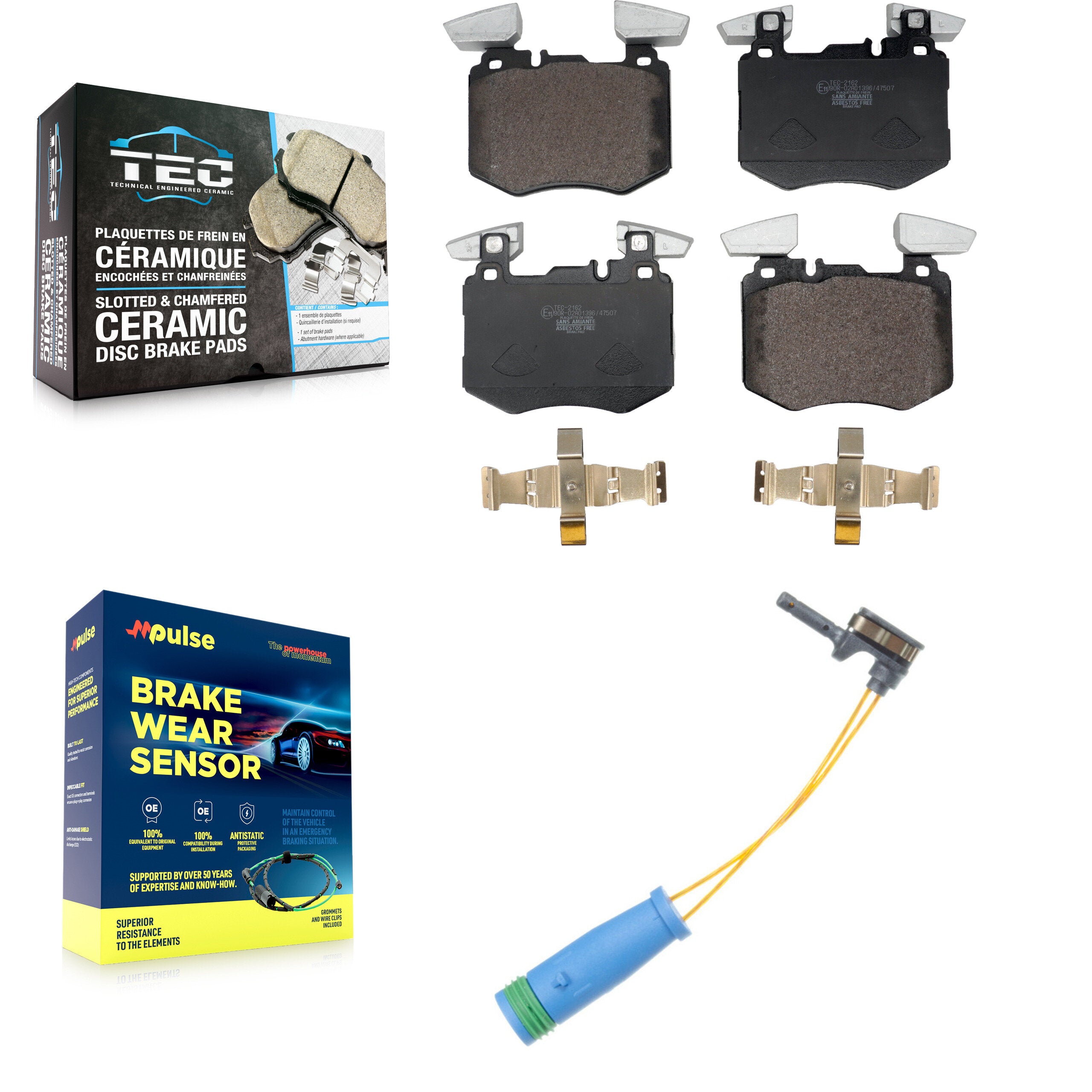 Front Ceramic Brake Pads & Wear Sensor Kit For Mercedes-Benz GLC300 Without Sport Package KTW-101588