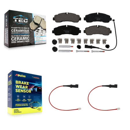 Rear Ceramic Disc Brake Pads And Wear Sensors Kit For 2020 Ford Transit-350 HD AWD KTW-101595