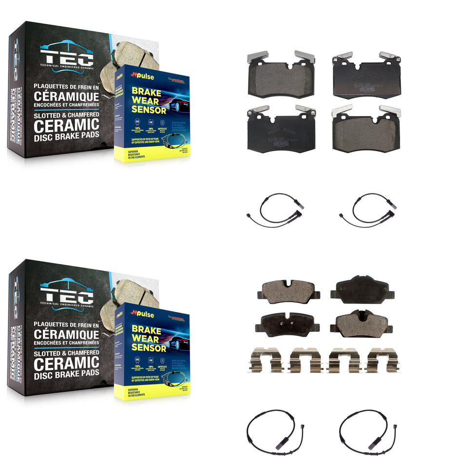 Front Rear Ceramic Brake Pads Wear Sensor Kit For Mini Cooper John Works with 2.0L KTW-101605