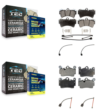 Front Rear Ceramic Disc Brake Pads And Extra Wear Sensors Kit For Audi Q7 KTW-101611