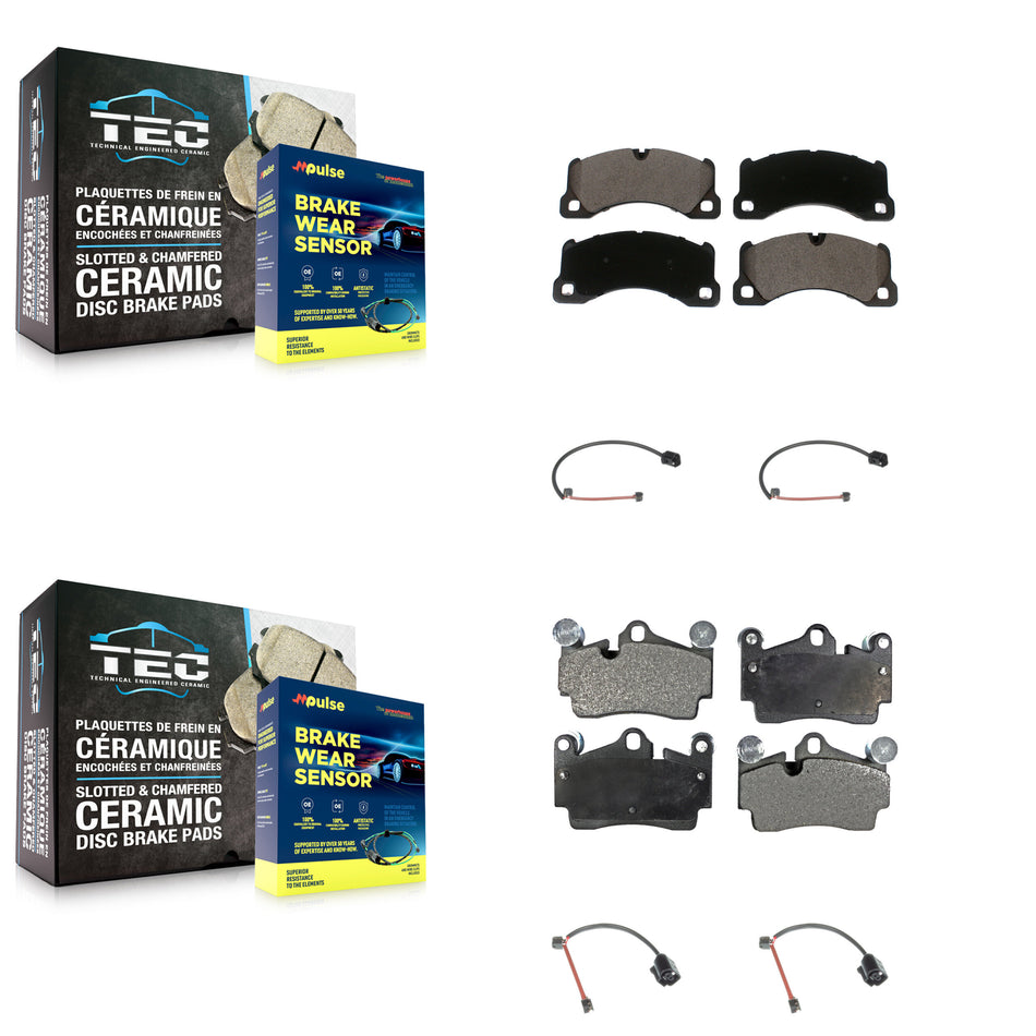 Front Rear Ceramic Disc Brake Pads And Wear Sensors Kit For Porsche Cayenne KTW-101612