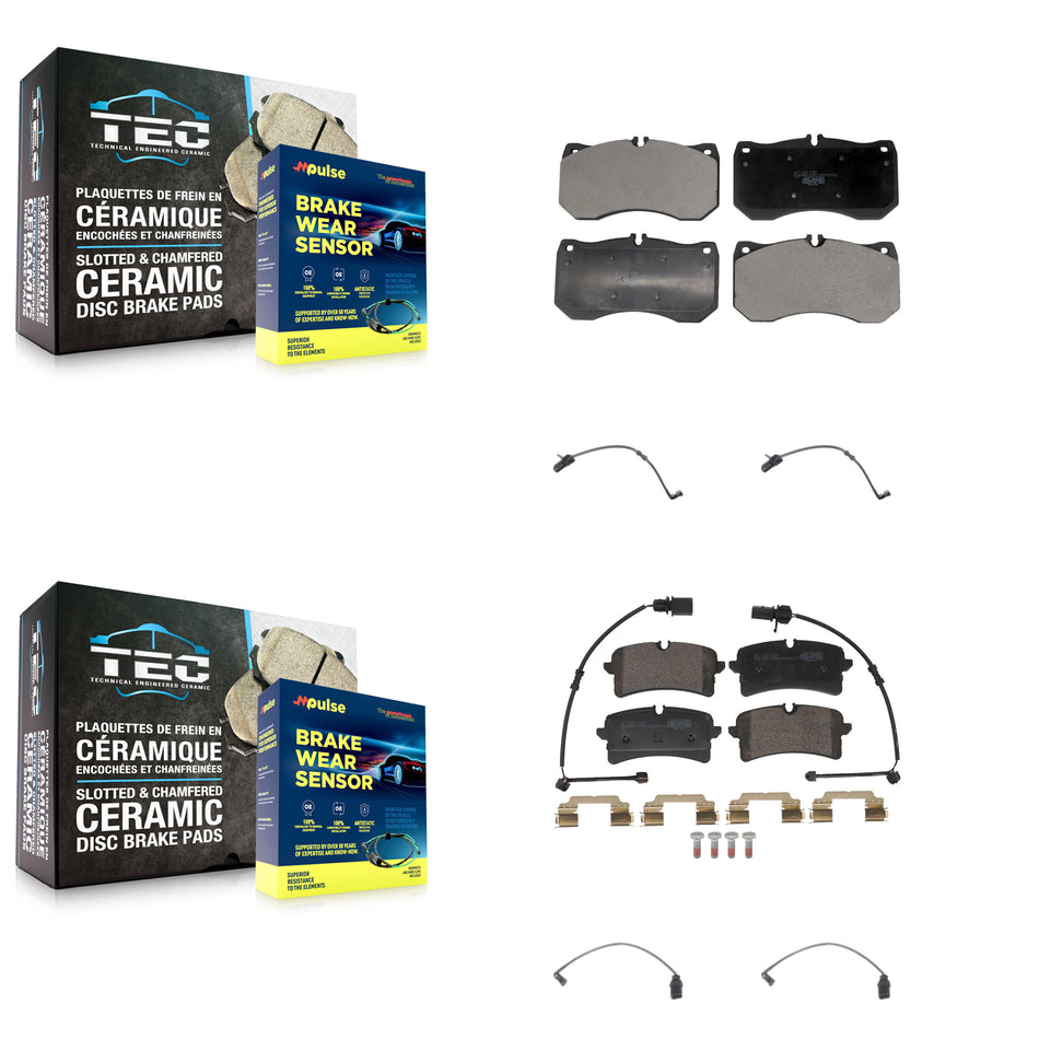 Front Rear Ceramic Disc Brake Pads And Extra Wear Sensors Kit For Audi A7 Quattro KTW-101615