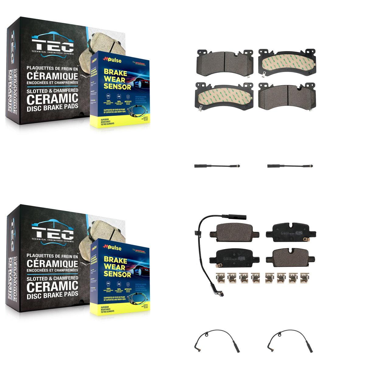 Front Rear Ceramic Brake Pad And Extra Wear Sensor Kit For Chevrolet Tahoe 3.0L/5.3L/6.2L KTW-101617