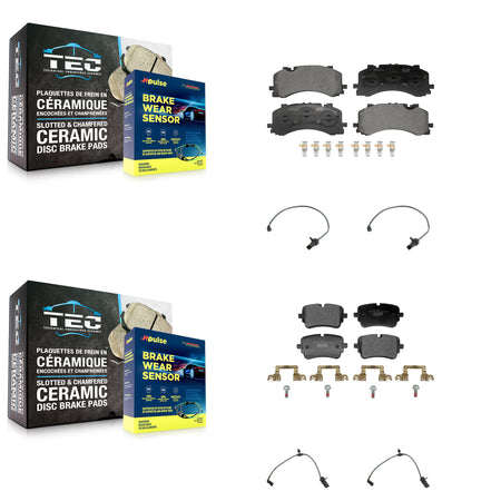 Front Rear Ceramic Disc Brake Pads And Wear Sensors Kit For Audi A8 Quattro L with 4.0L KTW-101624