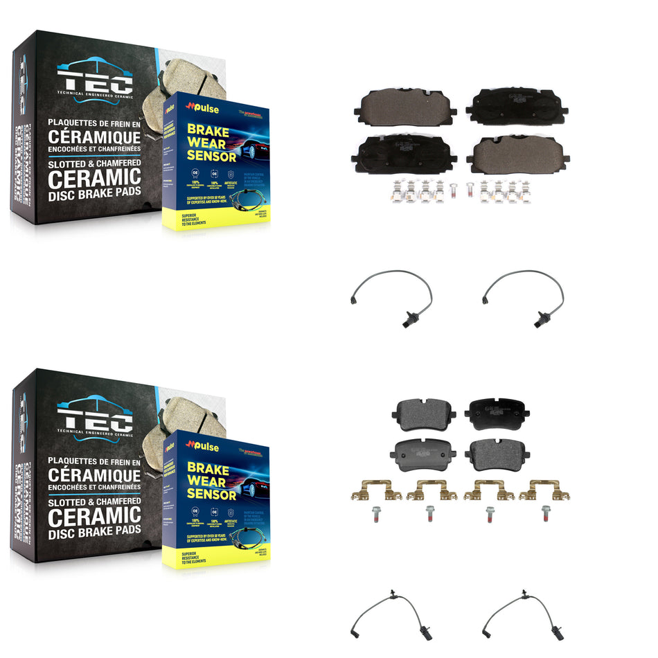 Front Rear Ceramic Disc Brake Pads And Wear Sensors Kit For Audi Q7 Q8 A8 Quattro KTW-101626