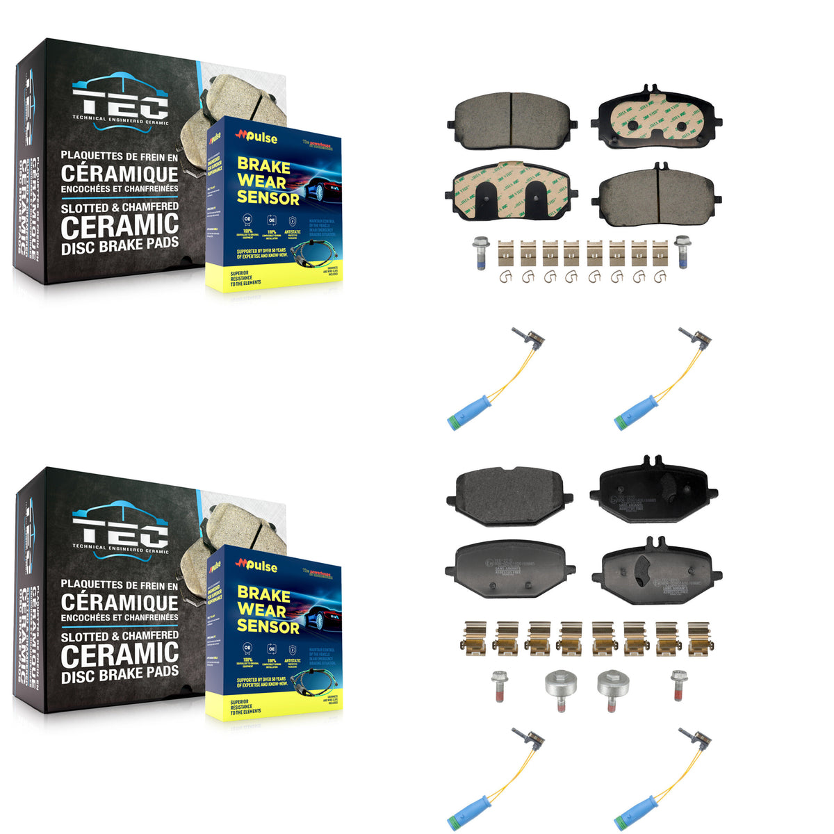 Front Rear Ceramic Disc Brake Pads And Wear Sensors Kit For Mercedes-Benz GLE350 G550 KTW-101636