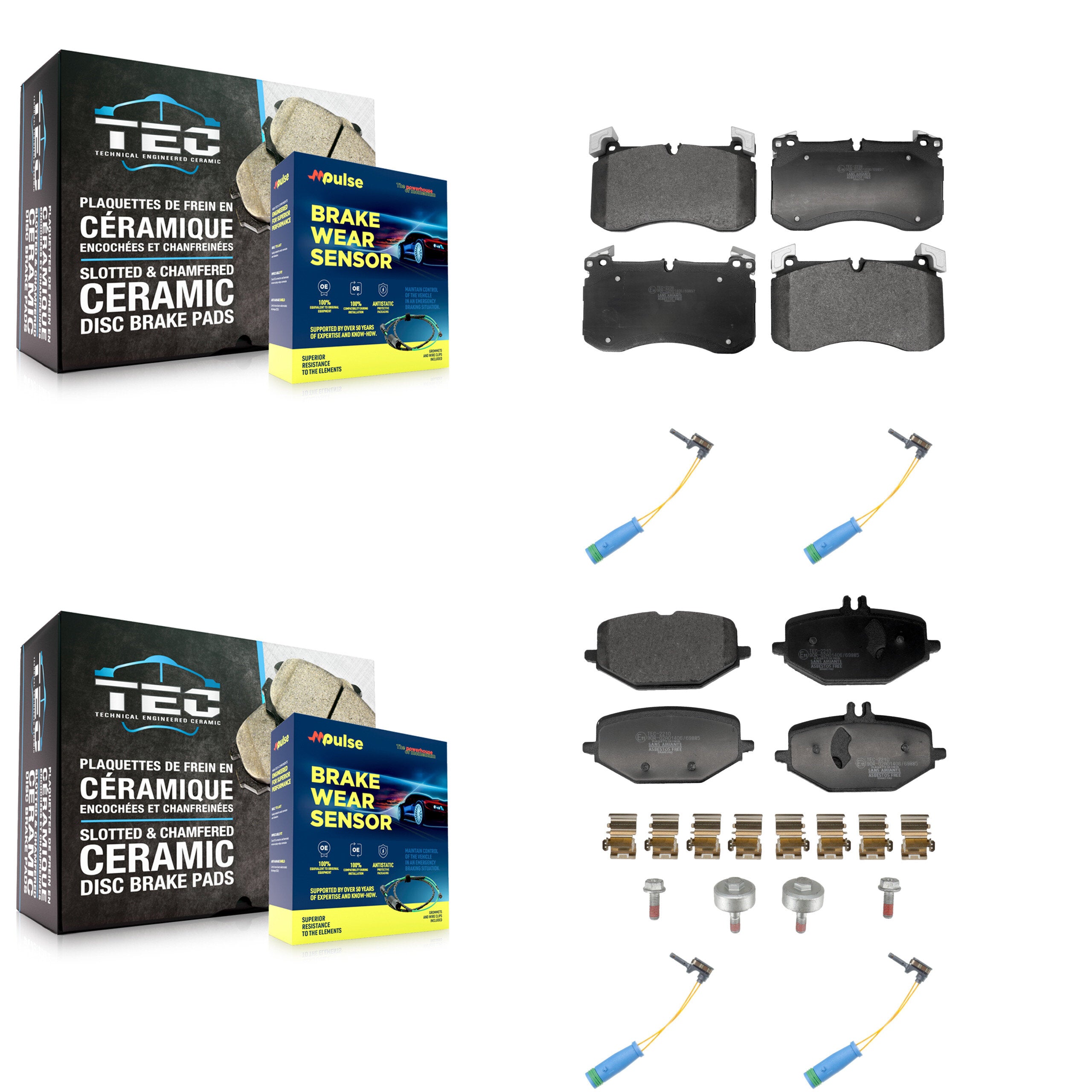 Front Rear Ceramic Brake Pads Wear Sensor Kit For Mercedes-Benz GLS450 With Sport Package KTW-101639