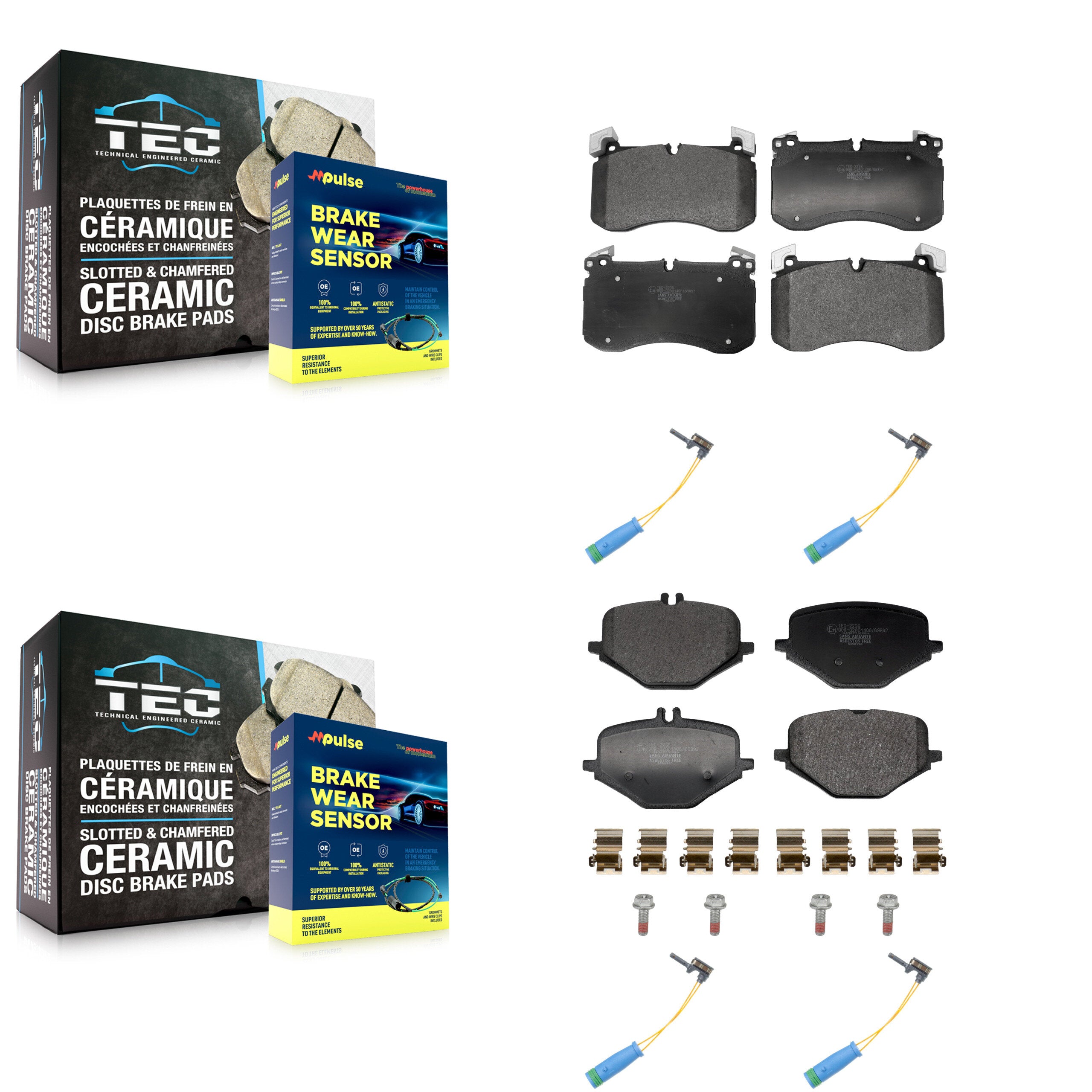 Front Rear Ceramic Disc Brake Pads And Wear Sensors Kit For Mercedes-Benz GLS63 AMG GLE53 KTW-101640