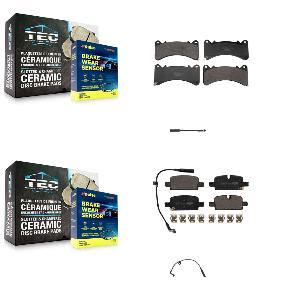 Front Rear Ceramic Brake Pads Extra Wear Sensor Kit For GMC Sierra 1500 Chevrolet Limited KTW-101641