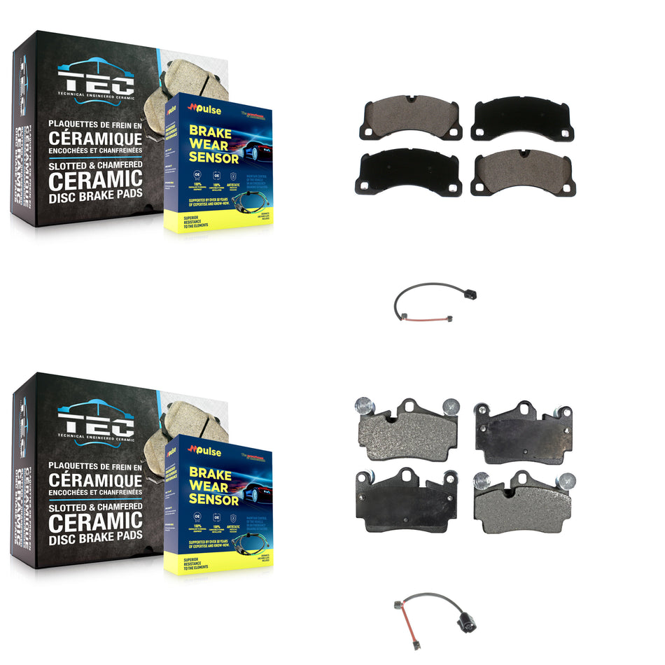 Front Rear Ceramic Disc Brake Pads And Wear Sensors Kit For Porsche Cayenne KTW-101646