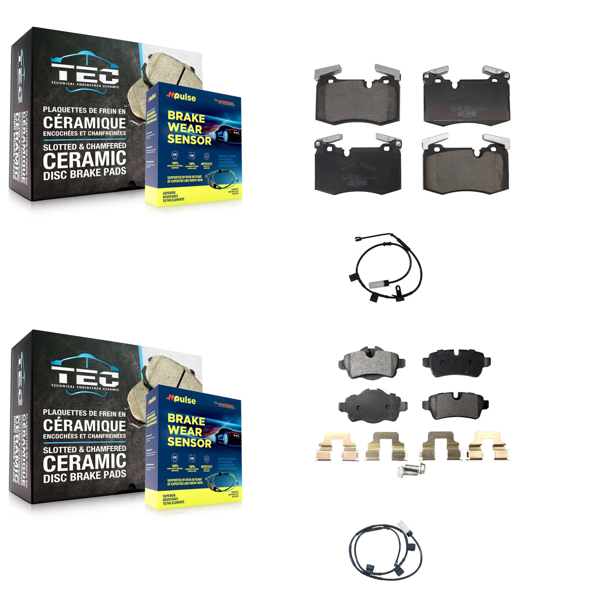 Front Rear Ceramic Disc Brake Pads And Wear Sensors Kit For Mini Cooper KTW-101649