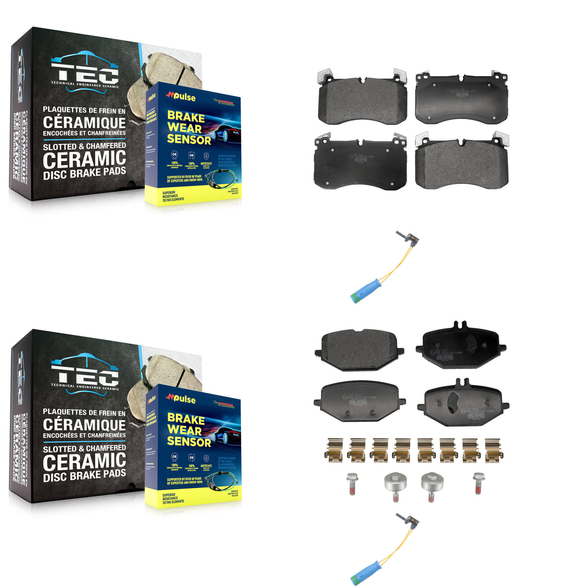 Front Rear Ceramic Brake Pads Wear Sensor Kit For Mercedes-Benz GLS450 With Sport Package KTW-101662