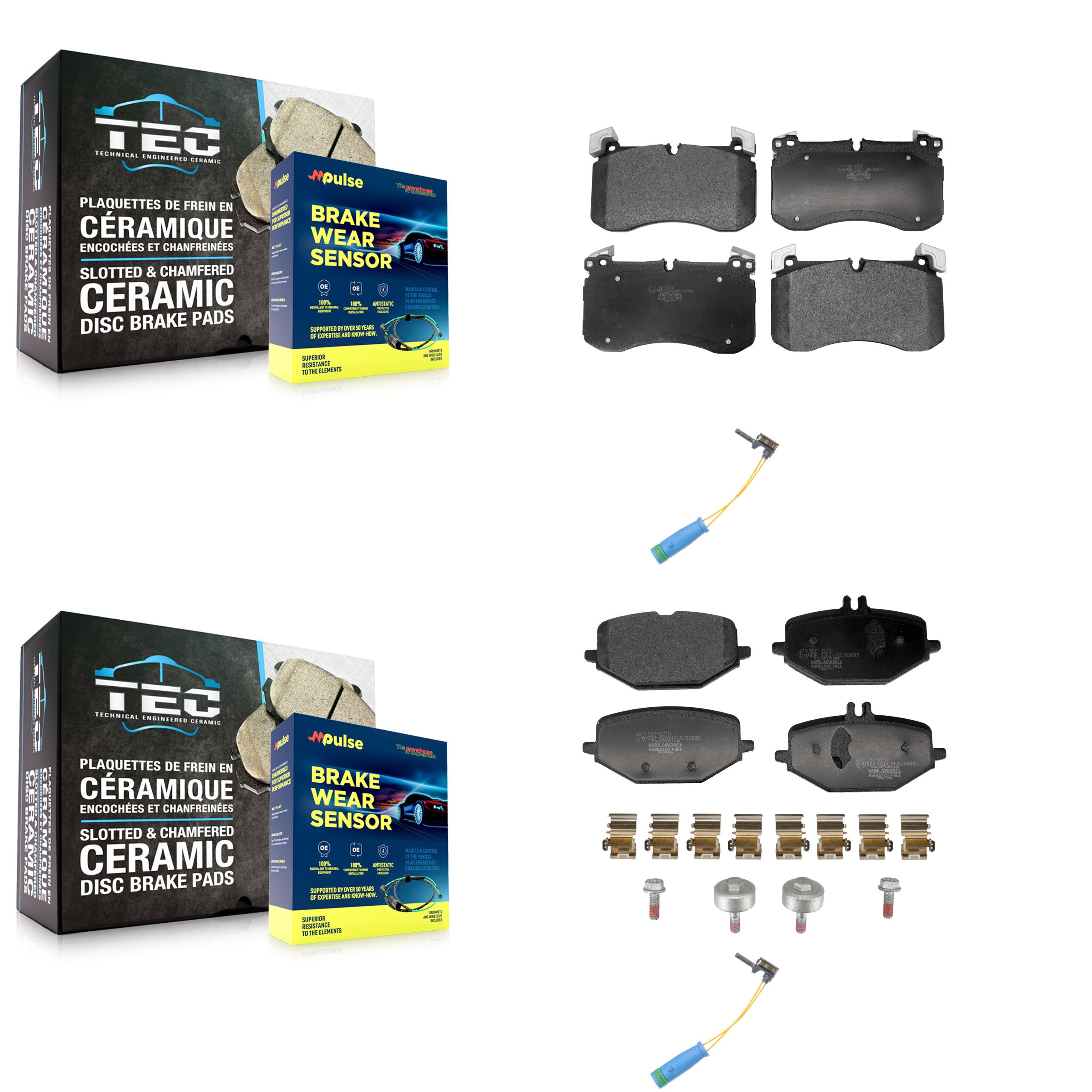Front Rear Ceramic Brake Pads Wear Sensor Kit For Mercedes-Benz GLS450 With Sport Package KTW-101662