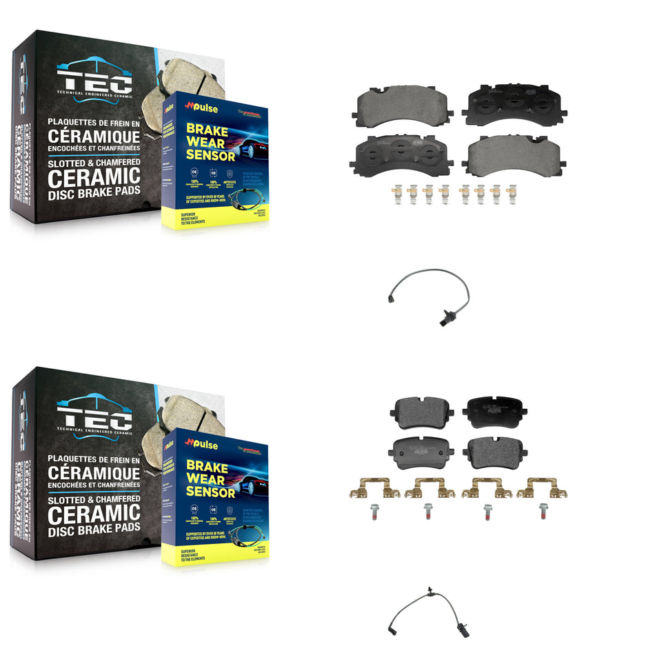 Front Rear Ceramic Disc Brake Pads And Wear Sensors Kit For Audi A8 Quattro L with 4.0L KTW-101667