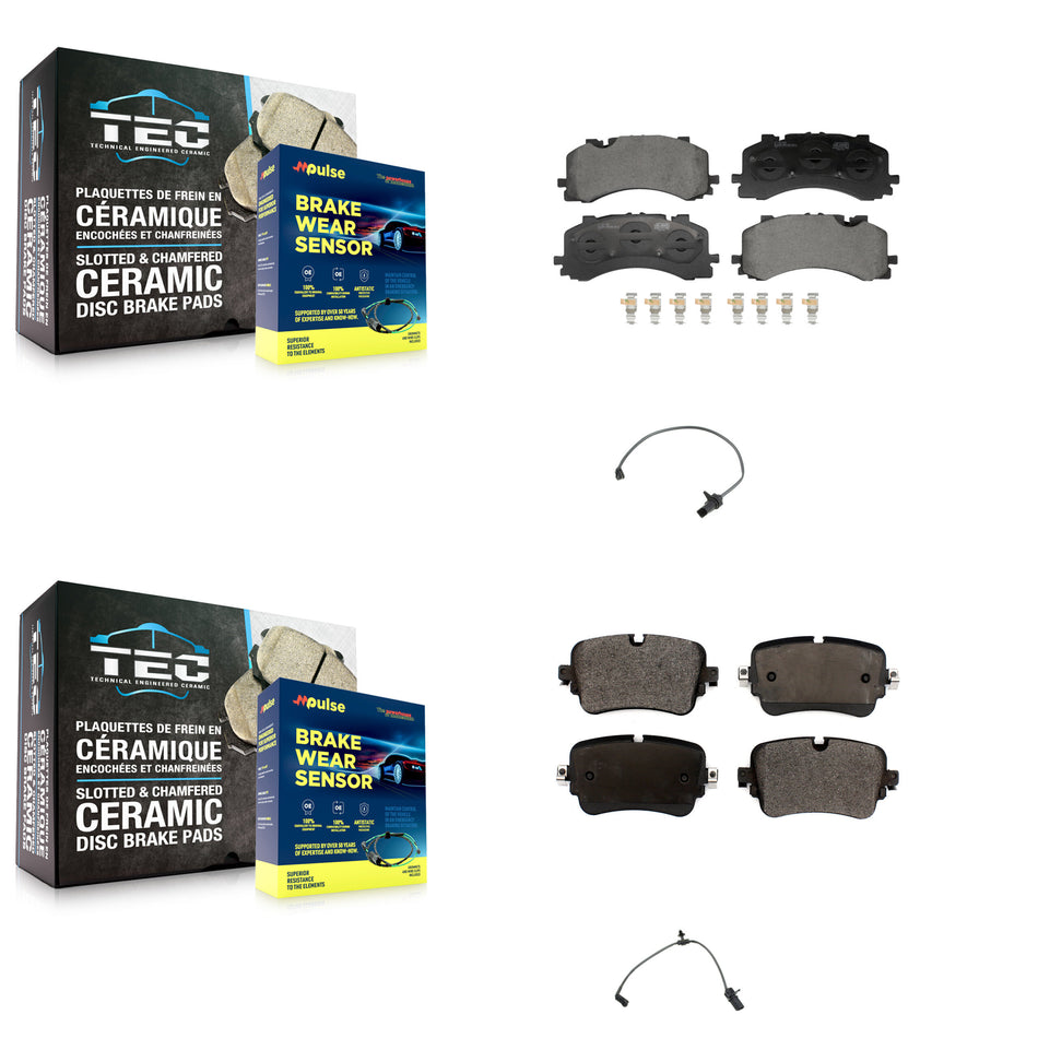 Front Rear Ceramic Disc Brake Pads And Wear Sensors Kit For Audi A8 Quattro L with 4.0L KTW-101671