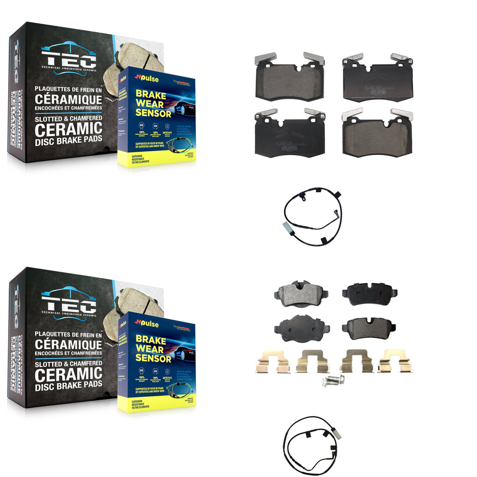 Front Rear Ceramic Disc Brake Pads And Wear Sensors Kit For Mini Cooper KTW-101677