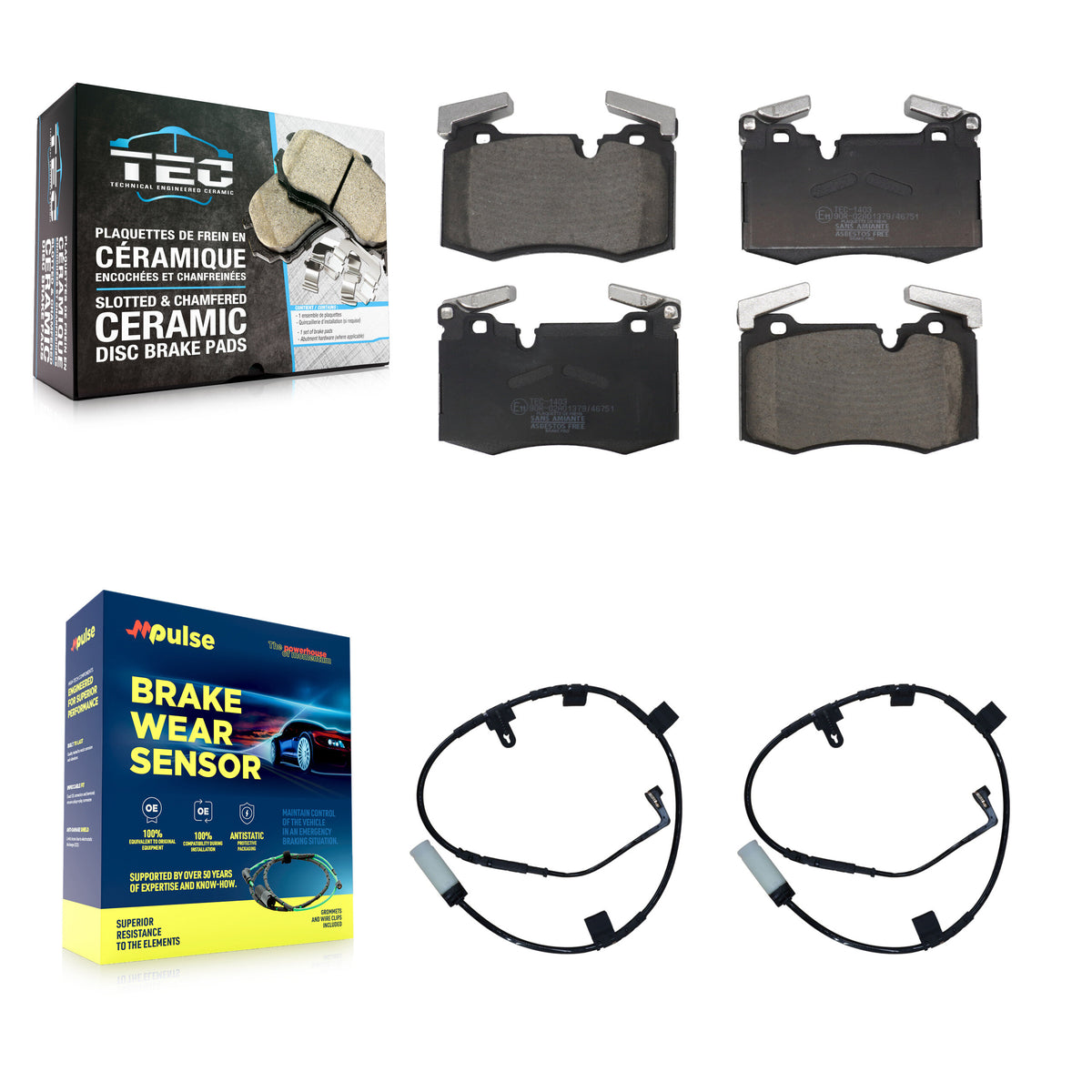 Front Ceramic Brake Pad & Wear Sensor Kit For Mini Cooper With 316mm Diameter Rotor KTW-101695