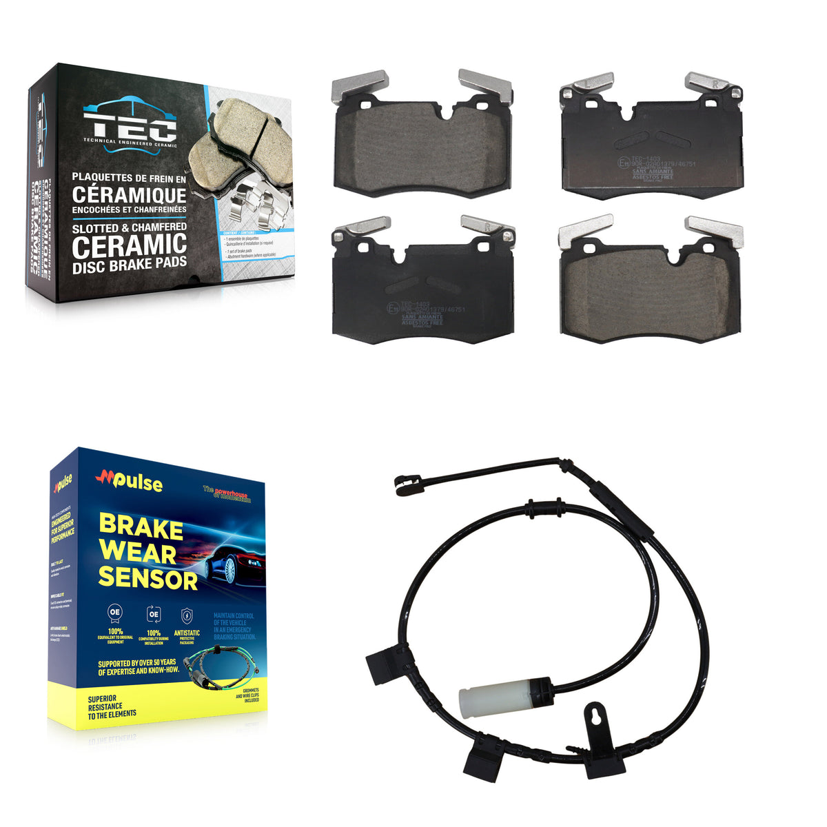 Front Ceramic Brake Pad & Wear Sensor Kit For Mini Cooper With 316mm Diameter Rotor KTW-101700