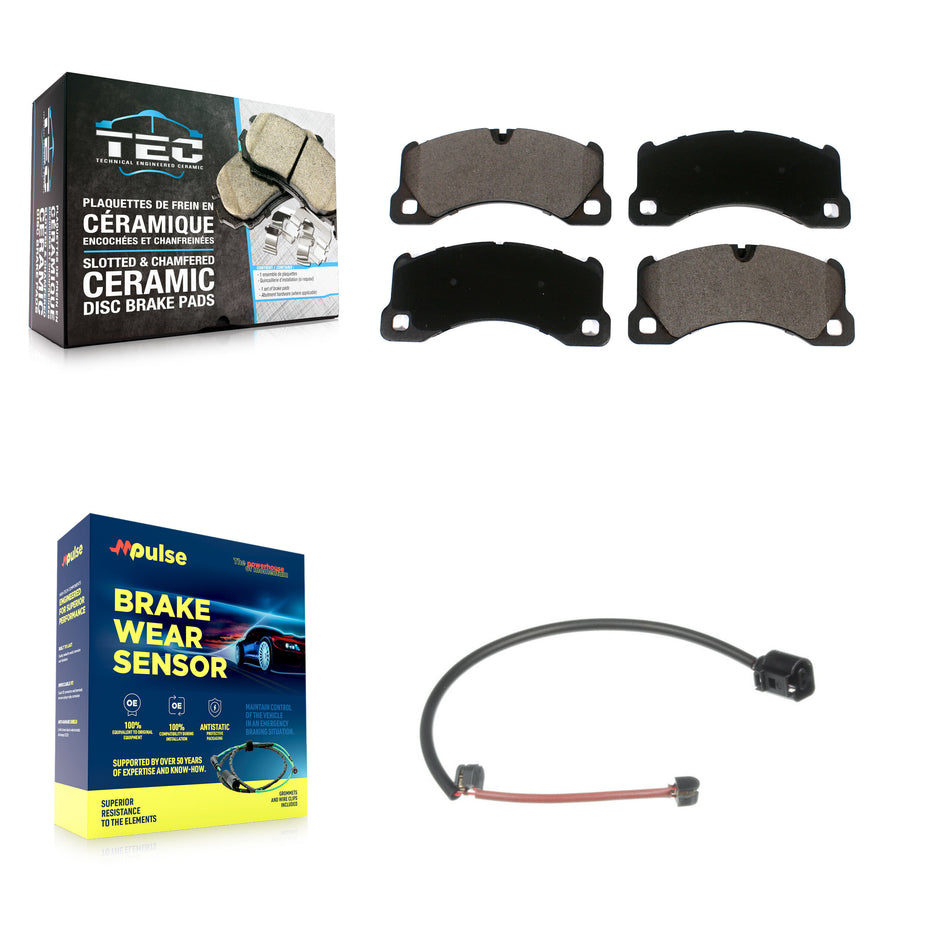 Front Ceramic Disc Brake Pads And Wear Sensors Kit For Porsche Cayenne KTW-101703