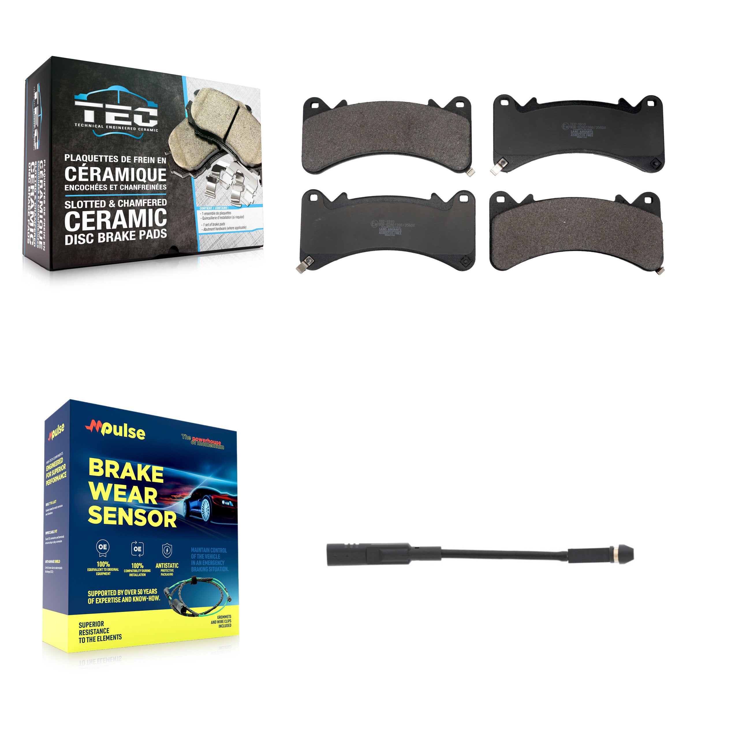 Front Ceramic Brake Pad & Wear Sensor Kit For GMC Chevrolet Silverado 1500 Sierra Limited KTW-101706