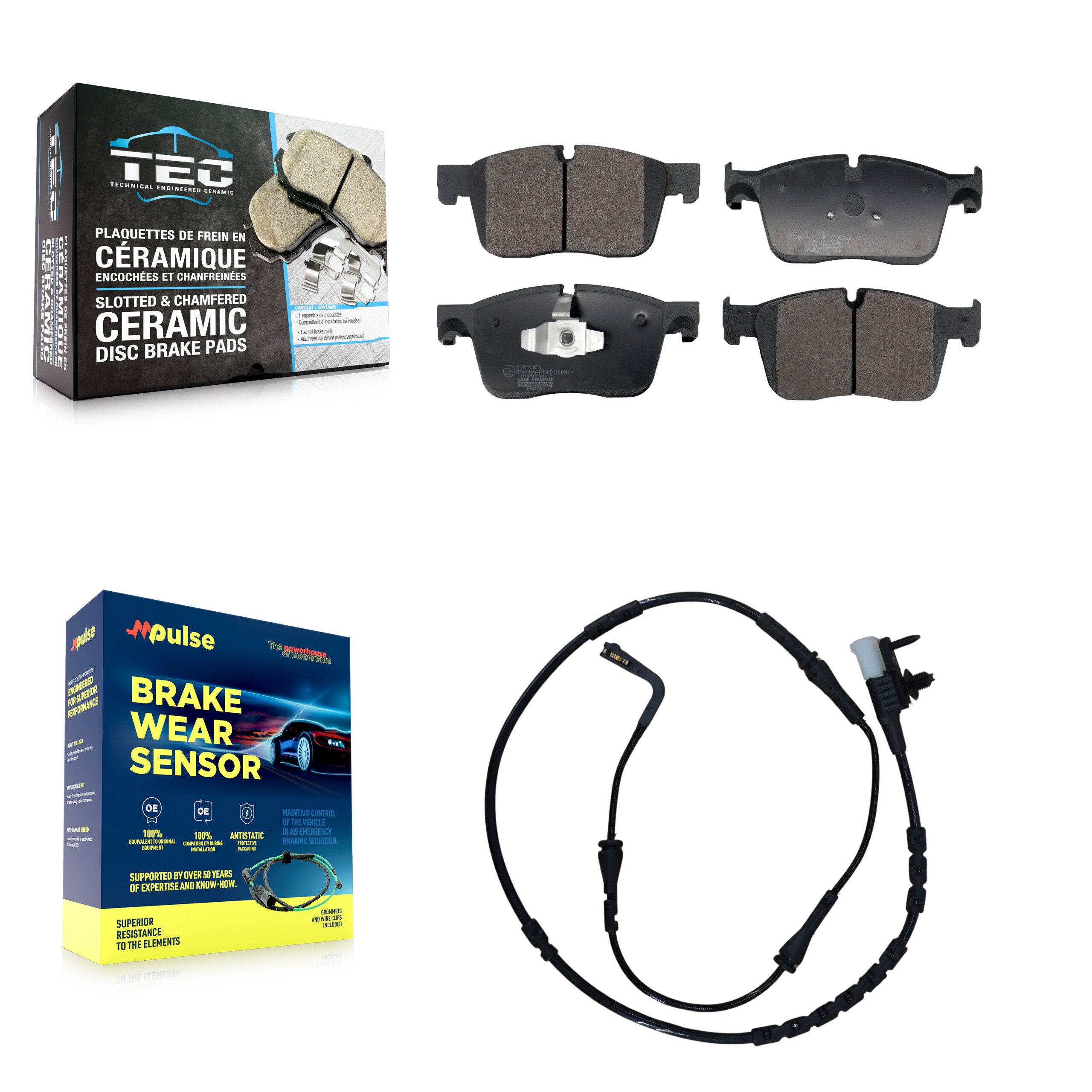 Front Ceramic Brake Pads Wear Sensor Kit For Land Rover Range Velar R-Dynamic S with 3.0L KTW-101714