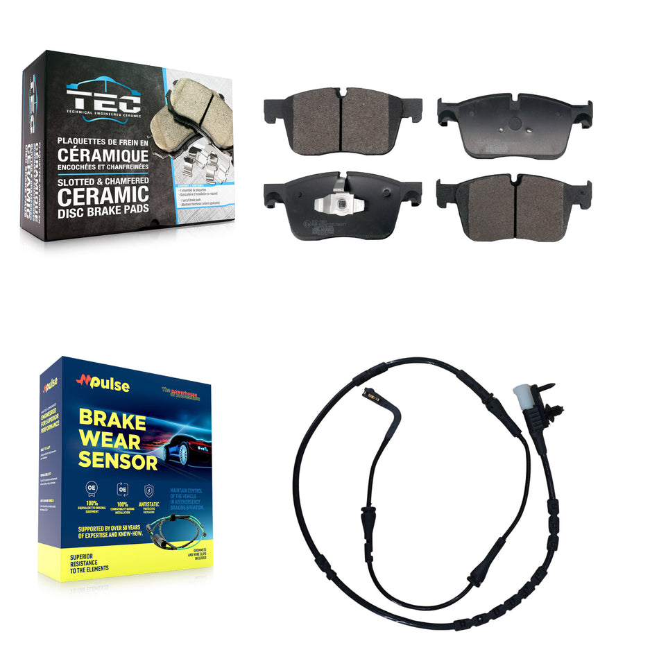 Front Ceramic Brake Pads Wear Sensor Kit For Land Rover Range Velar R-Dynamic S with 3.0L KTW-101714