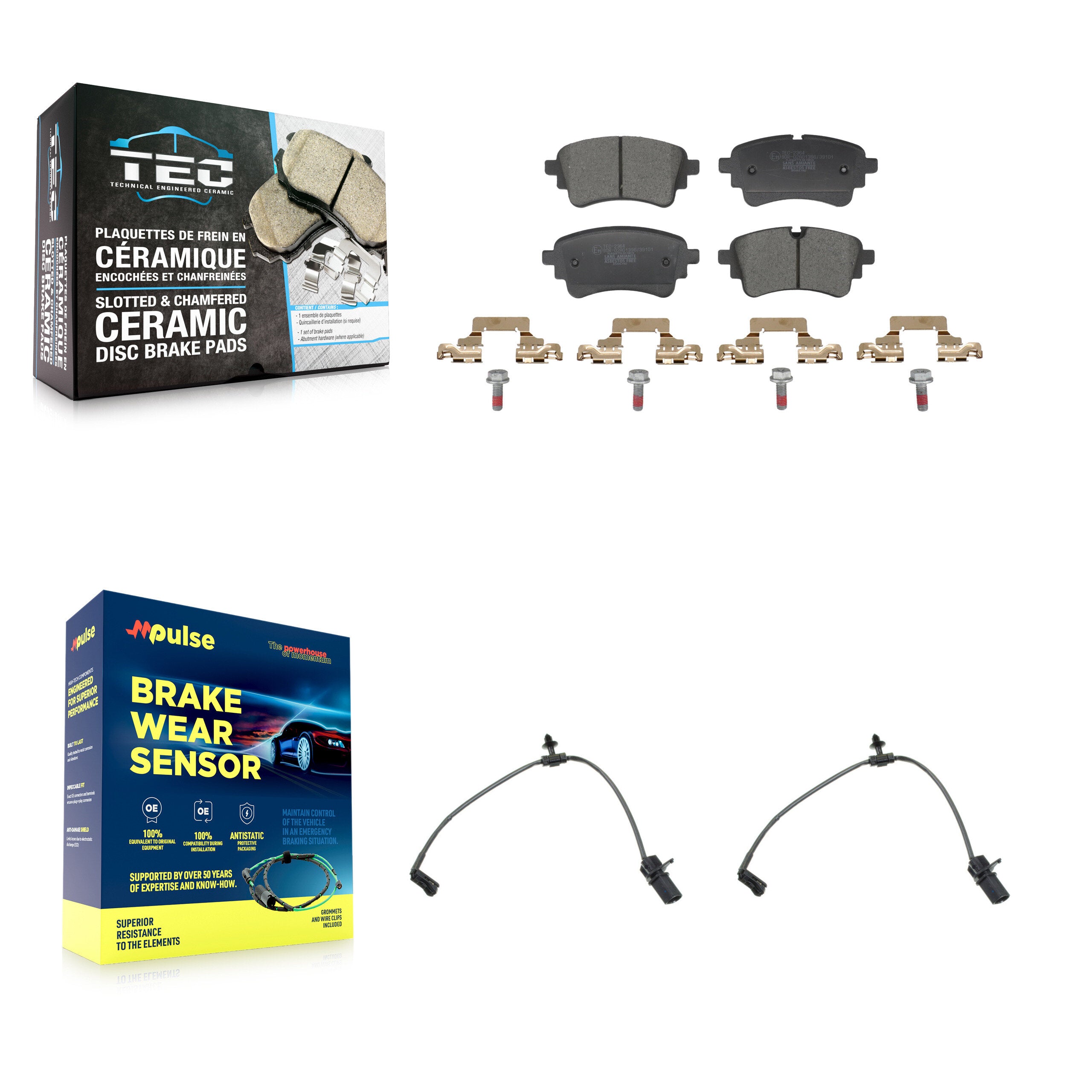 Rear Ceramic Brake Pad Wear Sensor Kit For Audi A5 Sportback A4 Quattro S5 allroad RS5 S4 KTW-101726