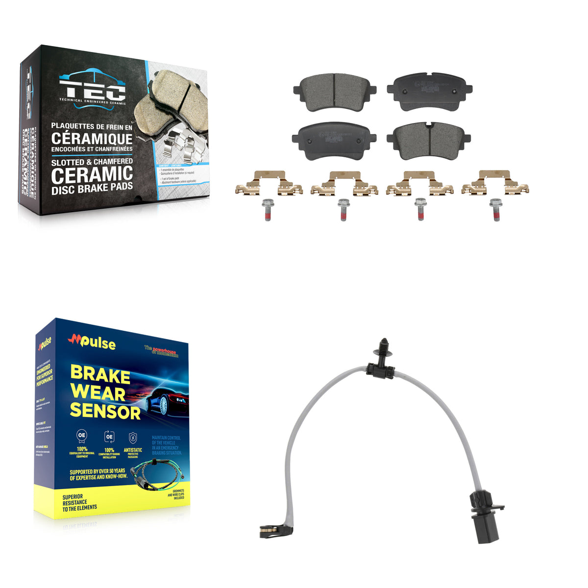 Rear Ceramic Disc Brake Pads Wear Sensor Kit For Audi Q5 Sportback SQ5 PHEV A6 Quattro A7 KTW-101741