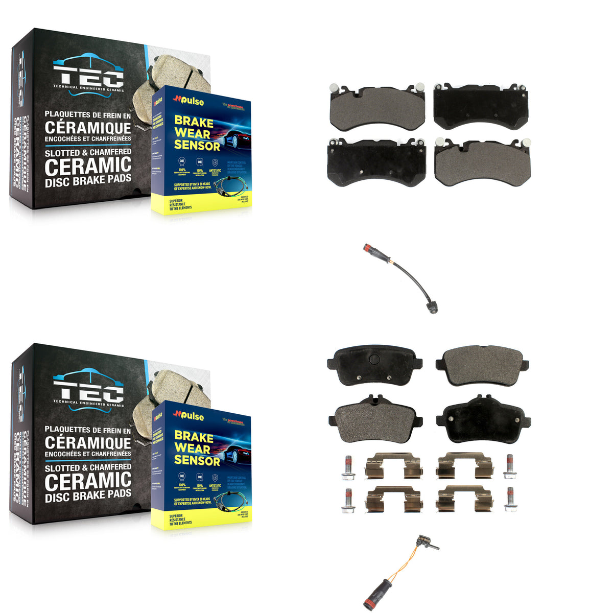 Front Rear Ceramic Brake Pad & Wear Sensor Kit For Mercedes-Benz ML63 AMG GL63 GLE63 5.5L KTW-101760