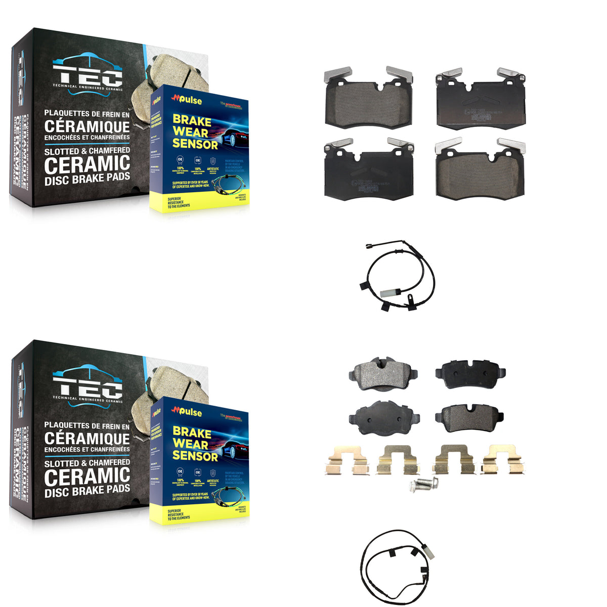 Front Rear Ceramic Disc Brake Pads And Wear Sensors Kit For Mini Cooper KTW-101761