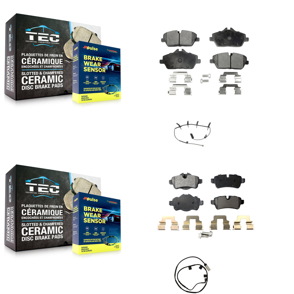 Front Rear Ceramic Disc Brake Pads And Wear Sensors Kit For Mini Cooper KTW-101764