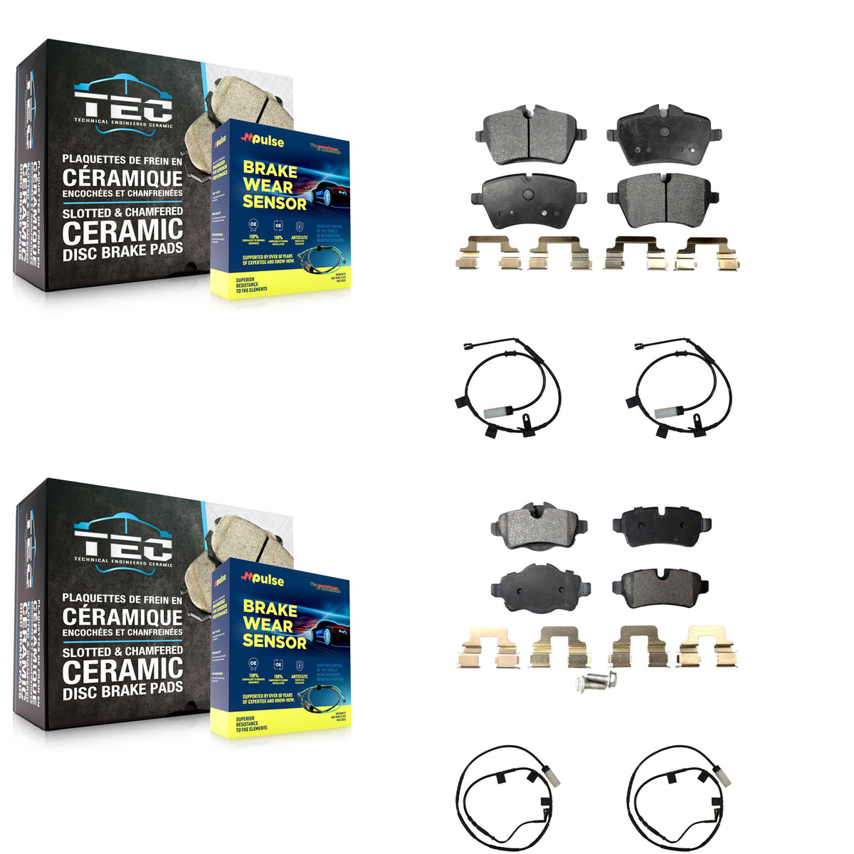 Front Rear Ceramic Disc Brake Pads And Wear Sensors Kit For Mini Cooper KTW-101769