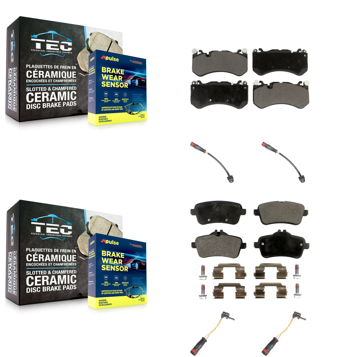 Front Rear Ceramic Brake Pad & Wear Sensor Kit For Mercedes-Benz ML63 AMG GL63 GLE63 5.5L KTW-101775
