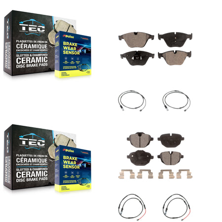 Front Rear Ceramic Disc Brake Pads And Wear Sensors Kit For 2014-2016 BMW 528i 535d KTW-101780